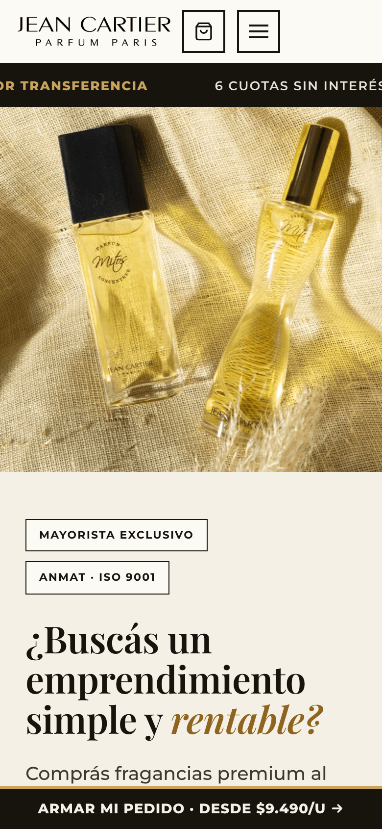 Jean Cartier Perfumes en el celular