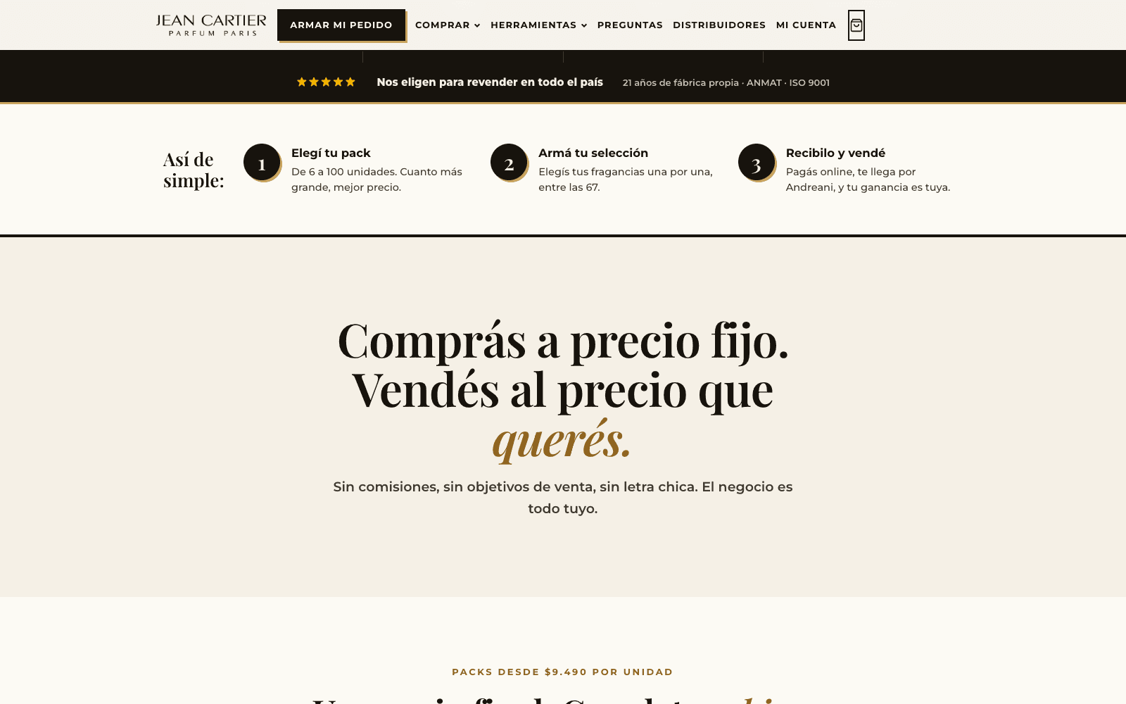 Cómo funciona la compra mayorista en Jean Cartier Perfumes