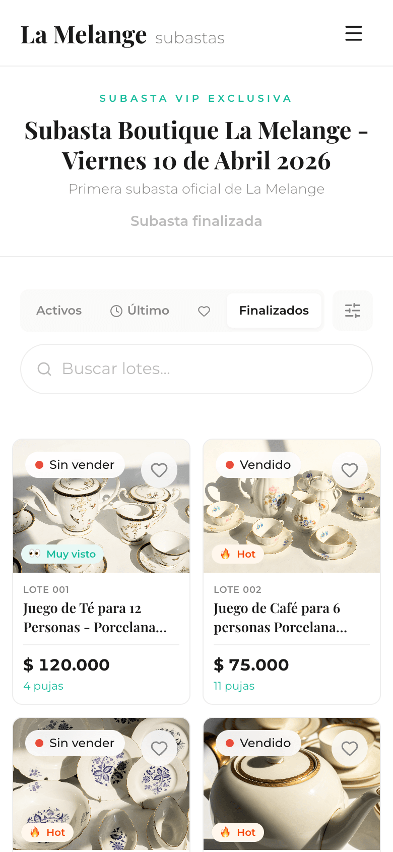 Subastas La Melange en el celular
